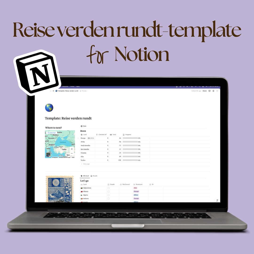 Reise verden rundt-template | Notion